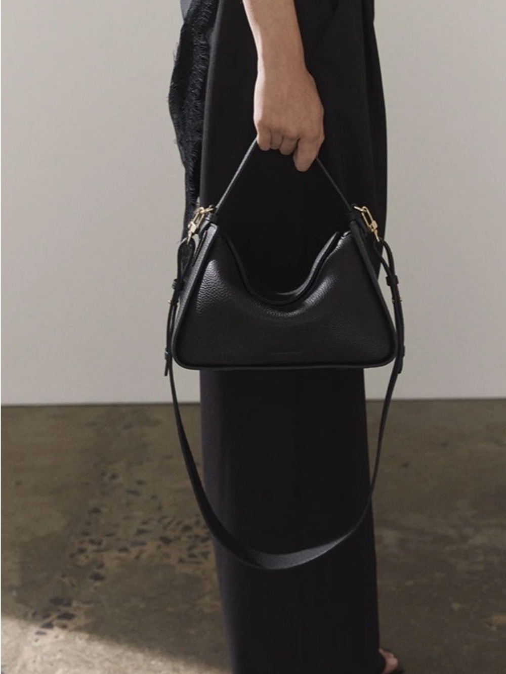 The Horse Black Leather Shoulder Bag with Gold Hardware - Picture 3 of 3